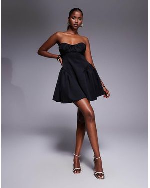 ASOS Bandeau Skater Mini Dress With Contrast Cups - Blue