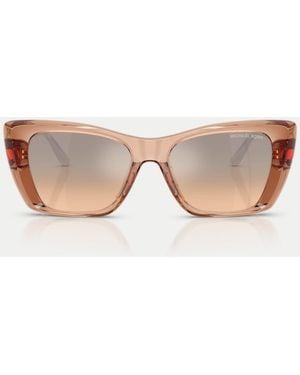 Michael Kors Tokyo eckige sonnenbrille mit silberverspiegelten gläsern - Natur