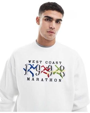 Hollister Felpa Girocollo Bianca Con Grafica - Bianco