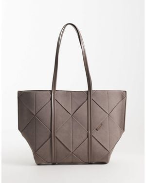 Calvin Klein Woven Suede Shopper Bag - Grey