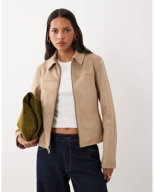 Abercrombie & Fitch Fitted 90s Faux-leather Jacket - Blue