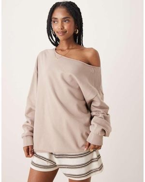 ASOS Oversized Off Shoulder Sweatshirt - Natural