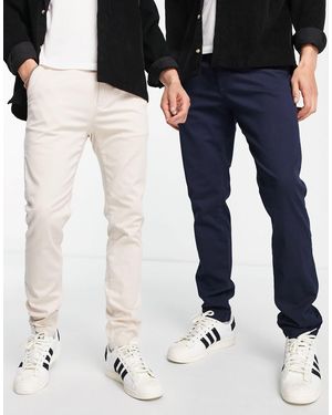 TOPMAN 2 Pack Slim Chino Pants - Blue
