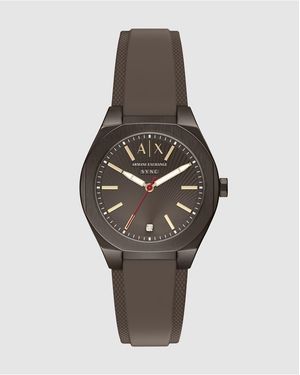 ARMANI EXCHANGE Sync Three-Hand Silicone Watch - Brown