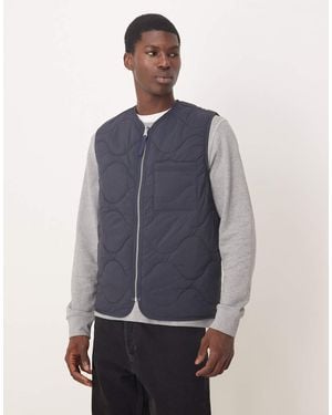 ARKET Quilted Vest With Zip Front - Blue