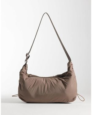 4505 Woven Padded Ruched Side Shoulder Studio Gym Bag - Brown