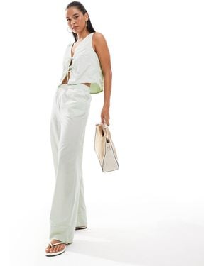 ONLY Wide Leg Boxer Detail Pants Co-ord - White