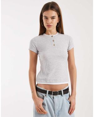 ASOS Short Sleeve Double Layer Top With Buttons - Grey