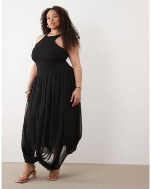 ASOS Asos Design Curve Hybrid Racer Maxi Dress - Black