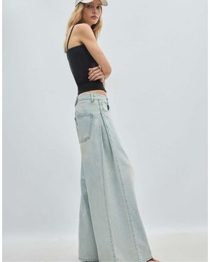 Stradivarius Geplooide Superwijde Jeans - Blauw