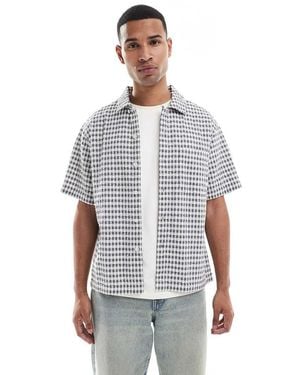 Farah Kegan Short Sleeve Checked Seersucker Shirt - White