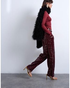 TOPSHOP Sequin Tailored Trouser - Purple