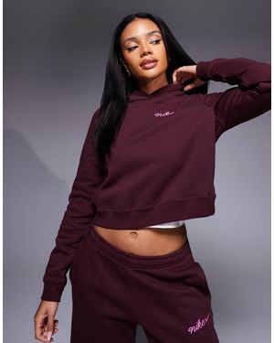 Nike Sudadera Corta Con Capucha Y Logo De Texto De -Rojo - Morado