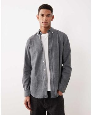 Polo Ralph Lauren Icon Logo Custom Fit Dogtooth Brushed Twill Shirt - Grey