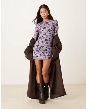 Motel Sevila Long Sleeve Lotus Flock Dress - White
