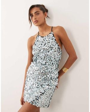 ASOS Embellished Mix Sequin Tie Back Top - Brown