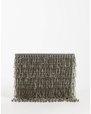 ASOS Embellished Droplet Zip Top Clutch - Gray