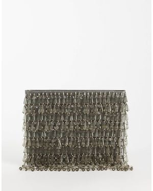 ASOS Embellished Droplet Zip Top Clutch - Grey