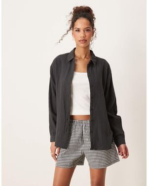 Jdy Long Sleeve Loose Cheesecloth Shirt - Grey