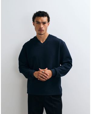 ASOS Relaxed V-neck Jacquard Fabric Sweatshirt - Blue