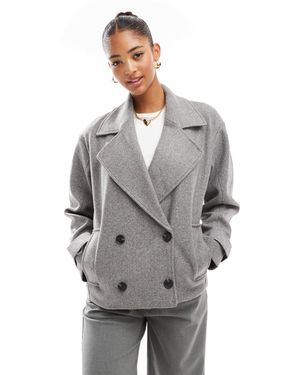 Pull&Bear Cropped Wool Look Trench Coat - Grey