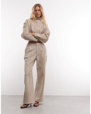 CERNUCCI Wide Leg Faux Suede Trousers Co-ord - White