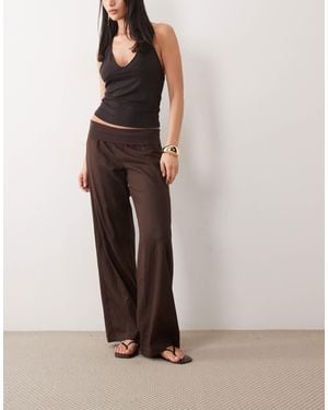 Cotton On Haven Linen Fold Over Pants - Brown