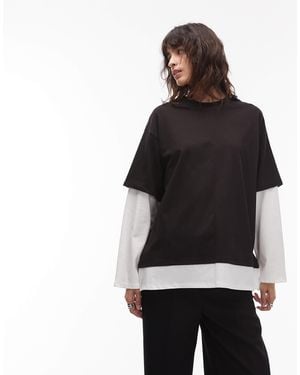 ASOS – langärmliges lagenlook-shirt - Schwarz