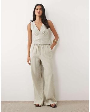 ASOS Pull On Wide Leg Trouser - Natural
