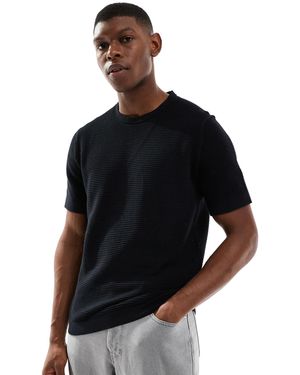 River Island – gestricktes t-shirt - Schwarz