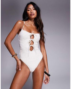 South Beach Tie Up Ruffle Swimsuit - White