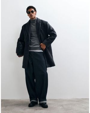 ASOS Brushed Look Longline Coat - Blue