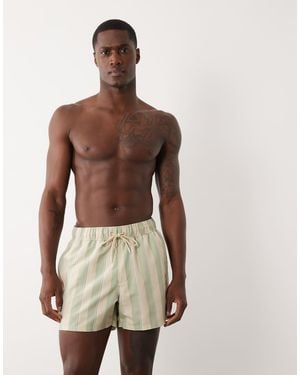 ASOS Pantaloncini Da Bagno Taglio Corto Salvia A Righe - Marrone