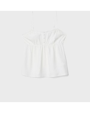 Stradivarius Strappy Top With Linen - White