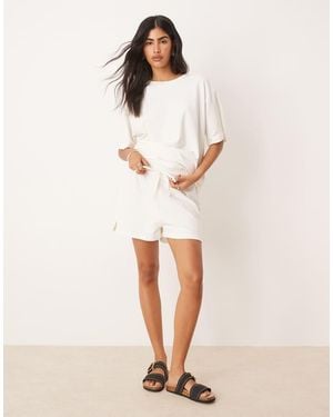 ASOS Textured Knit Short Co-ord - Natural