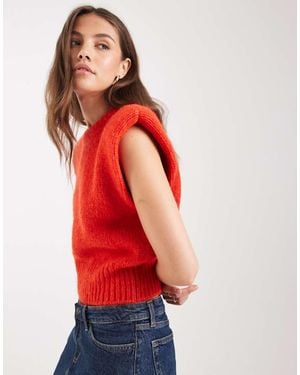 ASOS Chaleco Con Hombreras De Punto De - Rojo
