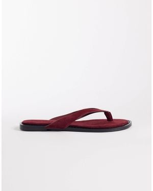 ASOS Fenna Premium Real Suede Flip Flops - Red