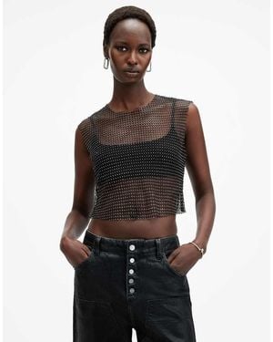 AllSaints Calytrix Sparkly Top - Black