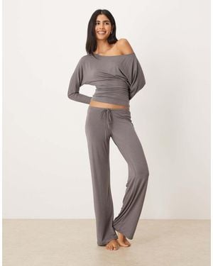Gina Tricot Co-ord Low Waist Loungewear Trousers - Natural