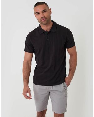Threadbare Textured Cotton Polo Shirt - Black