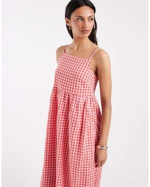 Pieces Seersucker Cami Maxi Dress - Pink