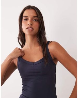 4505 Active Medium Support Running Tank Top With Inner Bra And Adjustable Straps - Blue