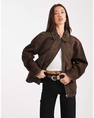 ASOS Real Suede Oversized Bomber - Black