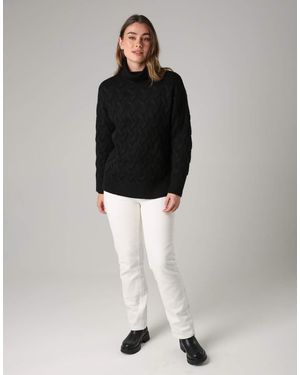 French Connection Cable Knit Roll Neck Long Sleeve Jumper - Black