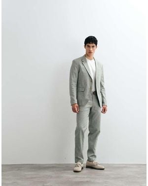 Jack & Jones Premium Linen Blend Slim Suit Trousers - Grey