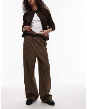 ARKET Wool Blend Stretch Straight Leg Trousers With Elasticized Waist - Brown