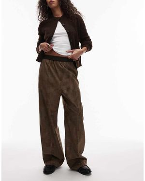 ARKET Wool Blend Stretch Straight Leg Trousers With Elasticized Waist - Brown
