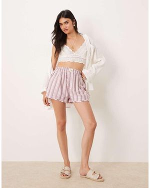 Free People Day To Day Striped Relaxed Boxer Shorts - Pink