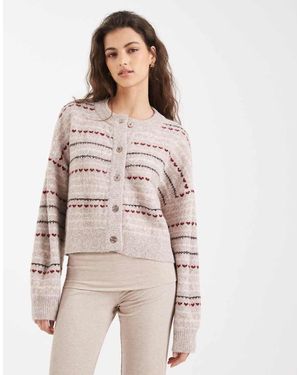 Cotton On Cárdigan Abotonado Con Estampado Gráfico De - Neutro