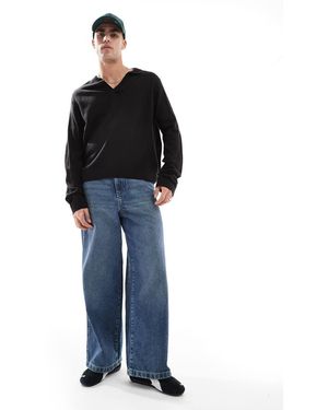 Another Influence Maglione Stile Polo A Maniche Lunghe Con Scollo A V - Nero